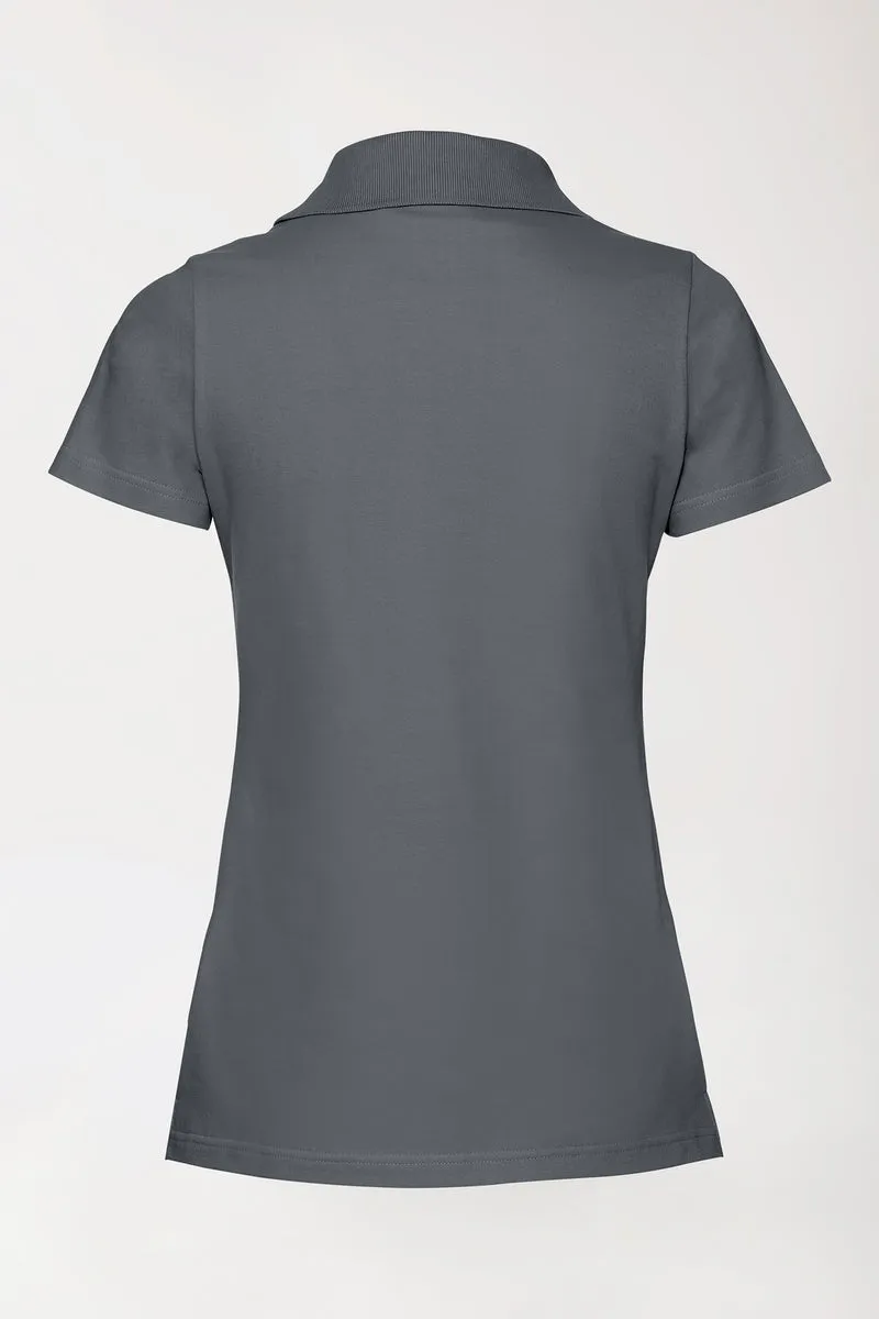 Stretch Shirt Damen - Polokragen steingrau