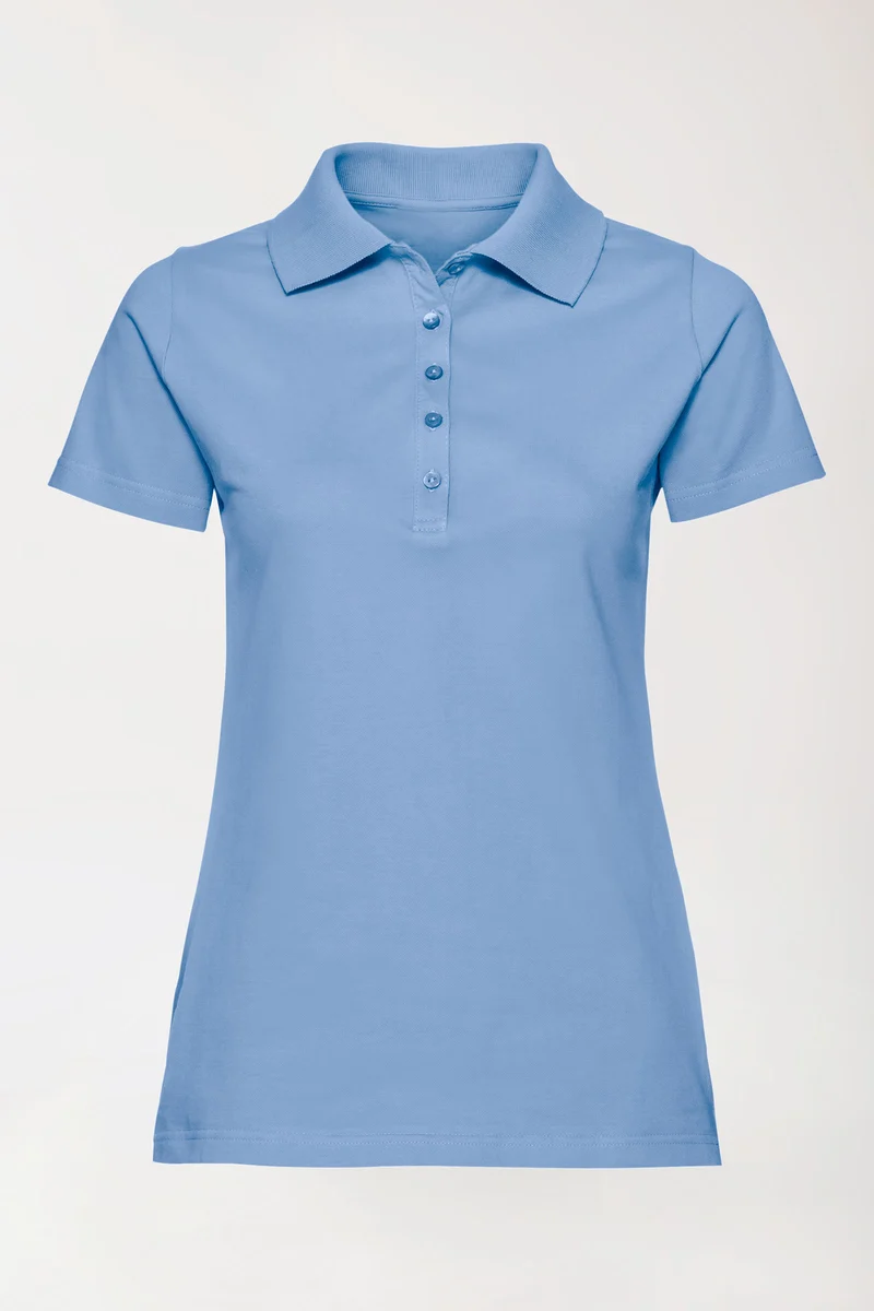 Stretch Shirt Damen - Polokragen himmelblau