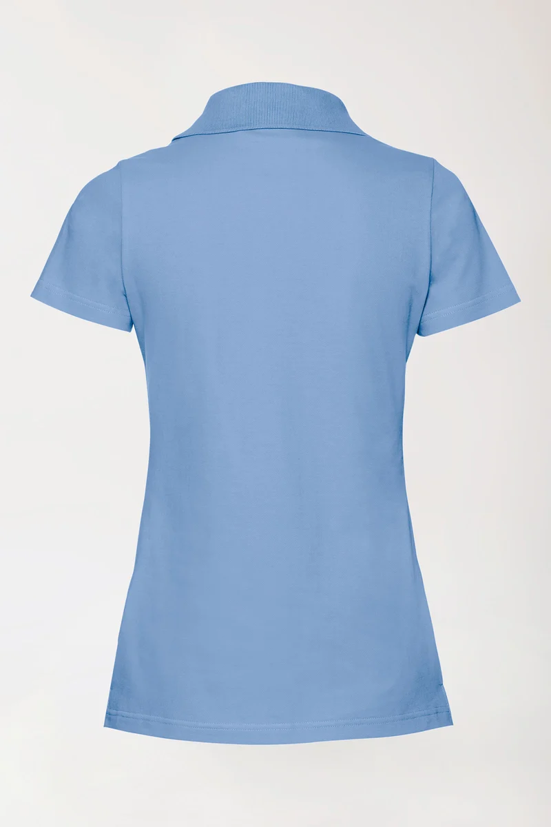 Stretch Shirt Damen - Polokragen himmelblau