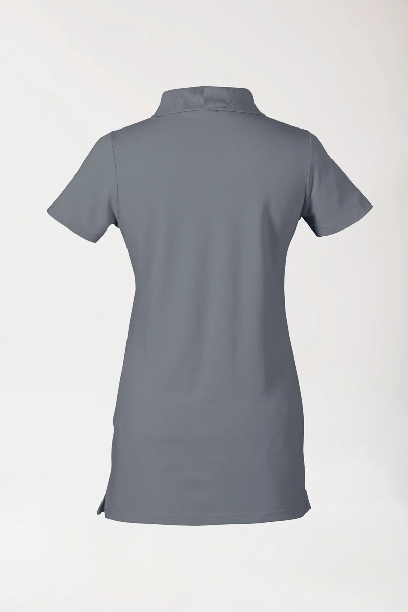 Stretch Longshirt Damen - Polokragen steingrau