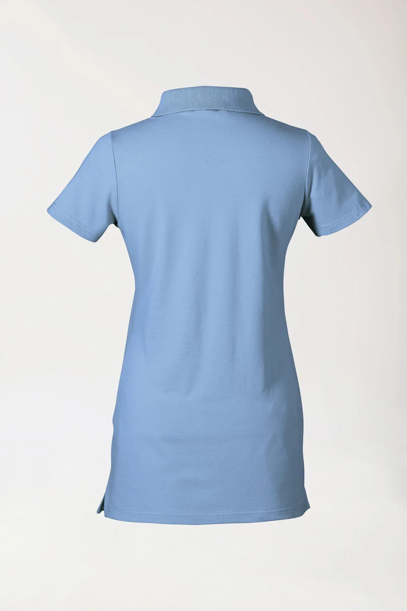 Stretch Longshirt Damen - Polokragen himmelblau