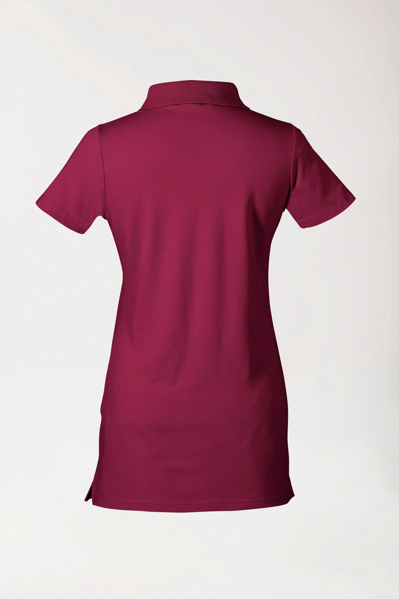 Stretch Longshirt Damen - Polokragen bordeaux