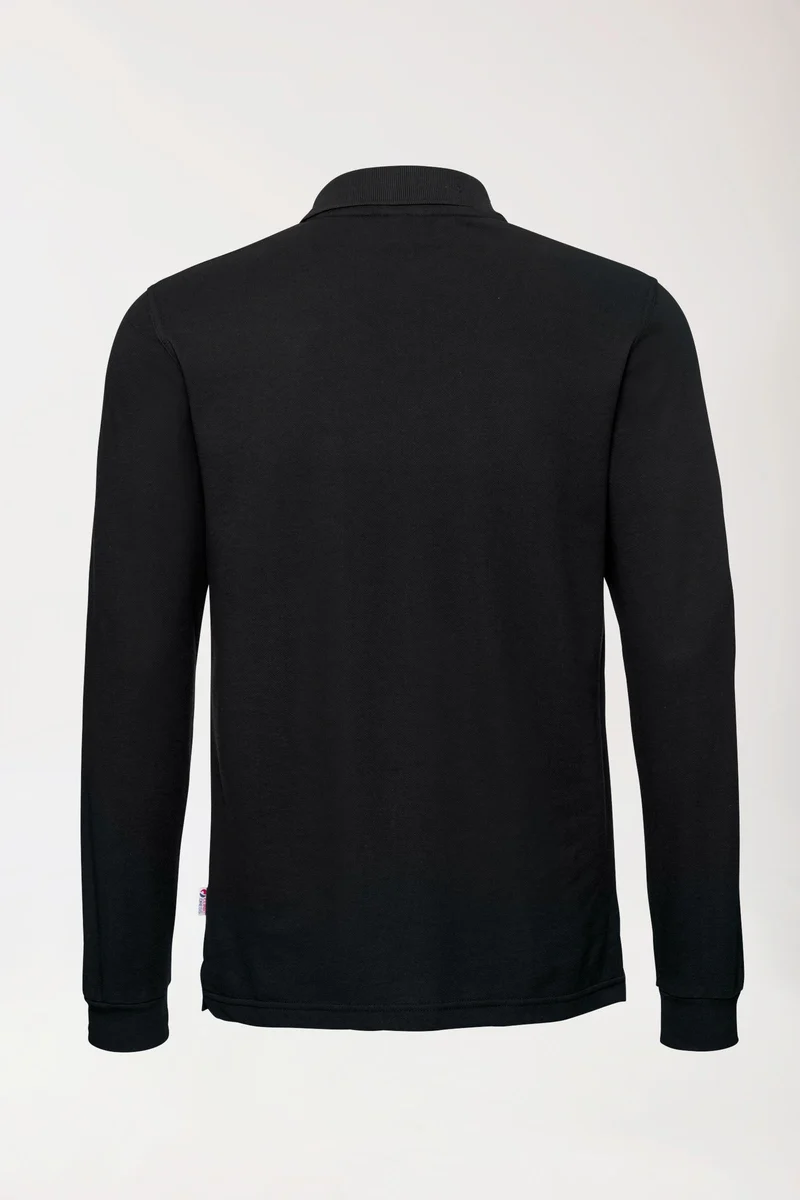 Langarm-Poloshirt Schwarz Unisex