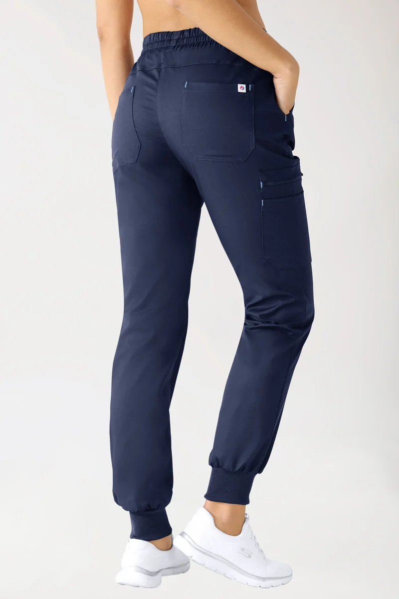 CLINIC STRETCH Hose Damen - Strickbund navy/himmelblau