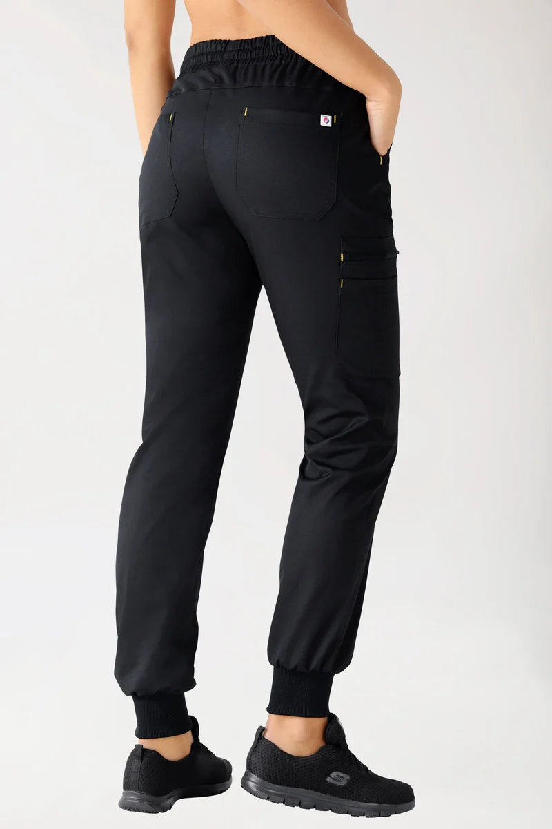 CLINIC STRETCH Hose Damen - Strickbund schwarz/gelb