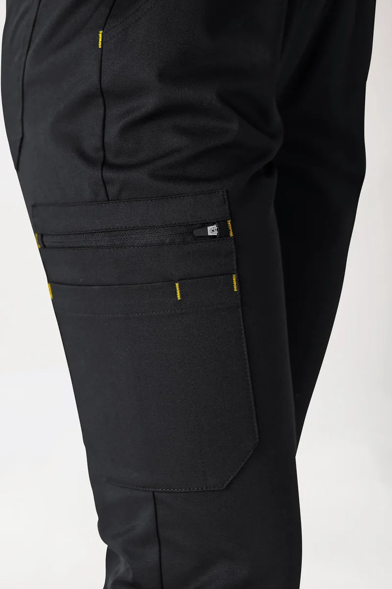 CLINIC STRETCH Hose Damen - Strickbund schwarz/gelb