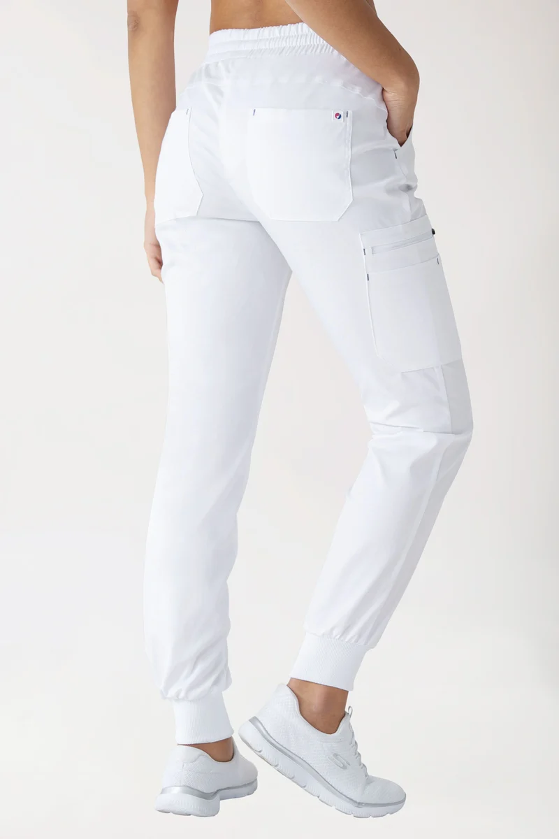 CLINIC STRETCH Hose Damen - Strickbund weiß/grau