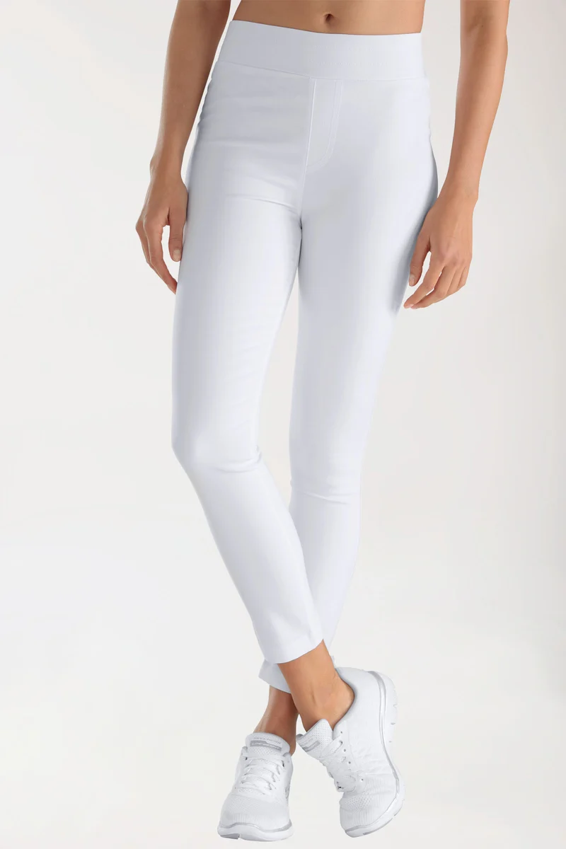 Comfort Stretch Hose Damen - Leggings 7/8 Länge weiß