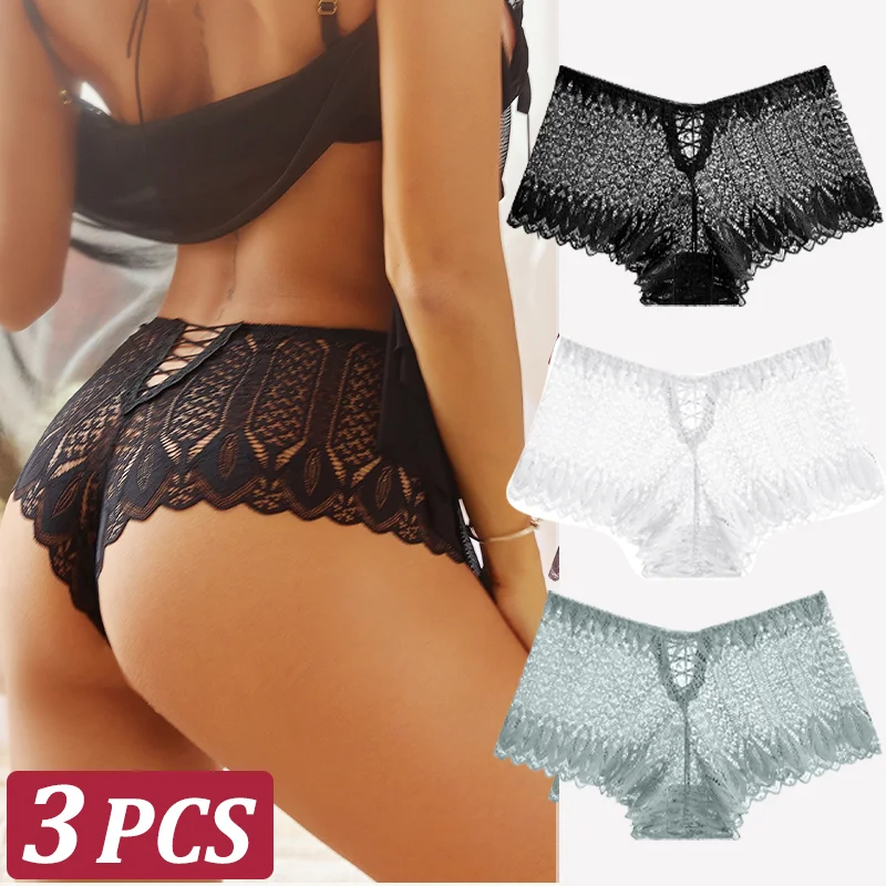 3 Stk Frauen Spitze Tanga String Höschen Sexy Schlüpfer Slip Dessous Unterwäsche
