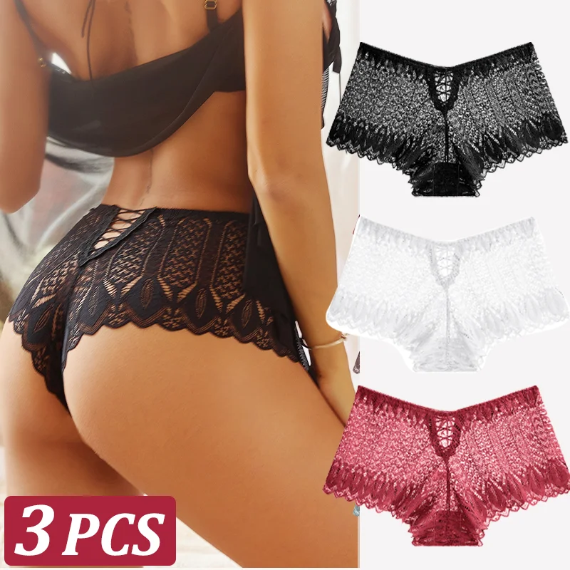 3 Stk Frauen Spitze Tanga String Höschen Sexy Schlüpfer Slip Dessous Unterwäsche