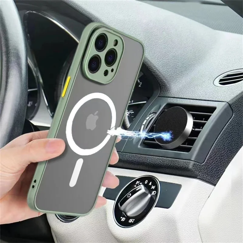Custodia Cover Magsafe cellulare per iPhone 13 14 15 16 pro max Silicone Bumper