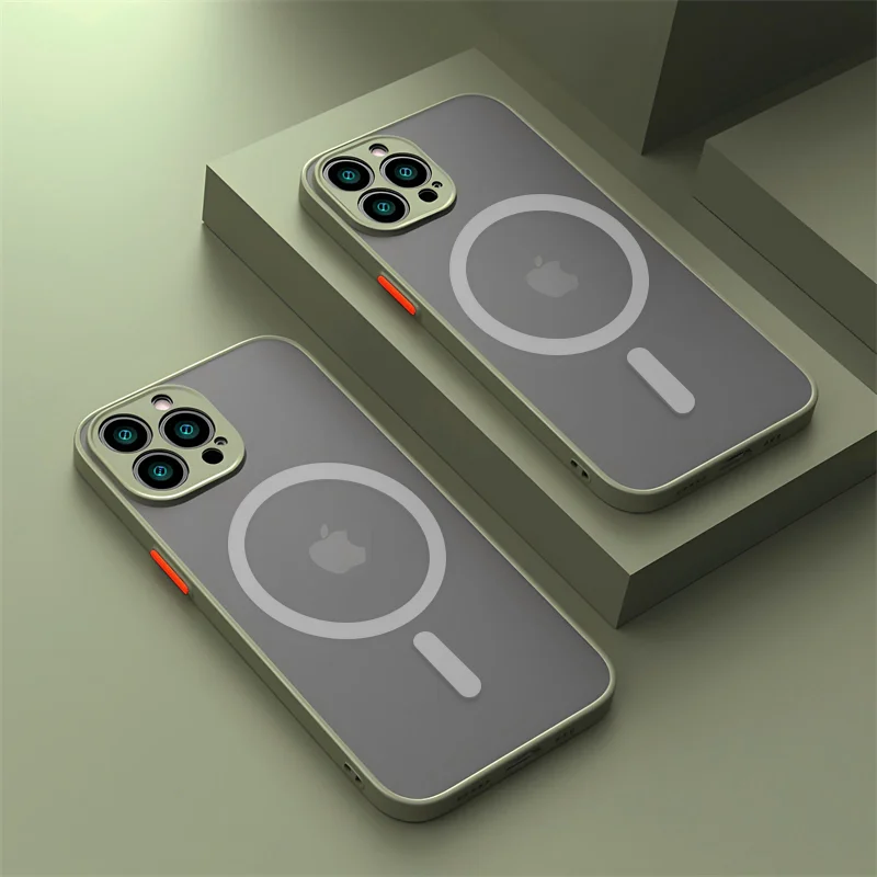 Custodia Cover Magsafe cellulare per iPhone 13 14 15 16 pro max Silicone Bumper