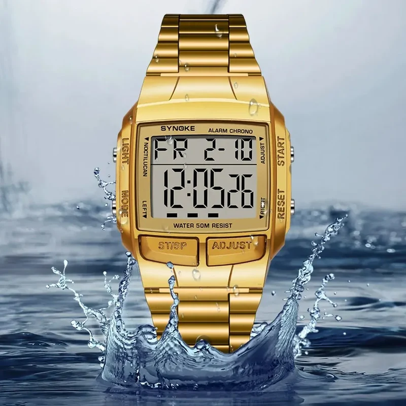 Herren Armbanduhr Digital Uhr Silber Edelstahl Quarzuhr Luxus Chronograph