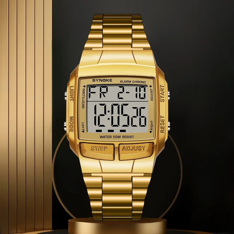 Herren Armbanduhr Digital Uhr Silber Edelstahl Quarzuhr Luxus Chronograph