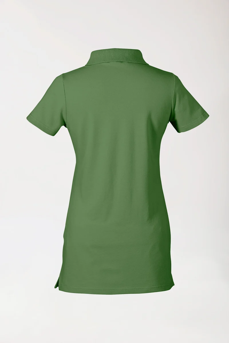 Stretch Longshirt Damen - Polokragen wiesengrün
