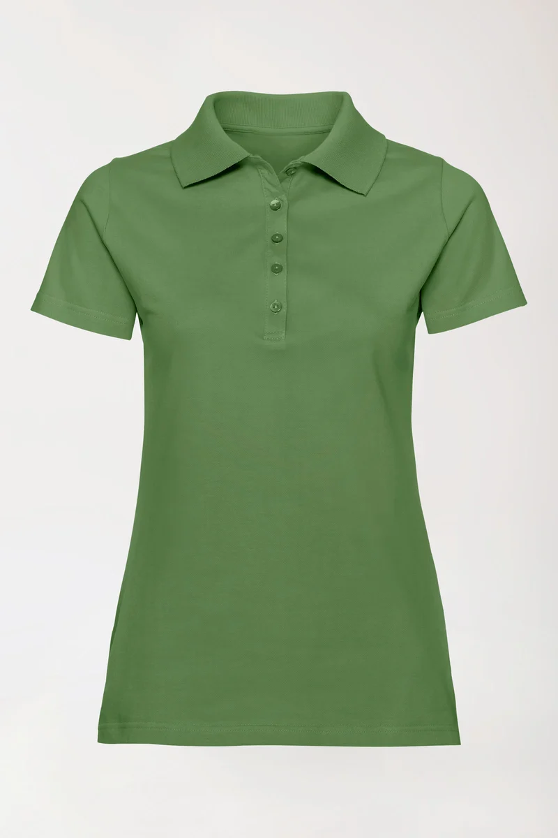 Stretch Shirt Damen - Polokragen wiesengrün