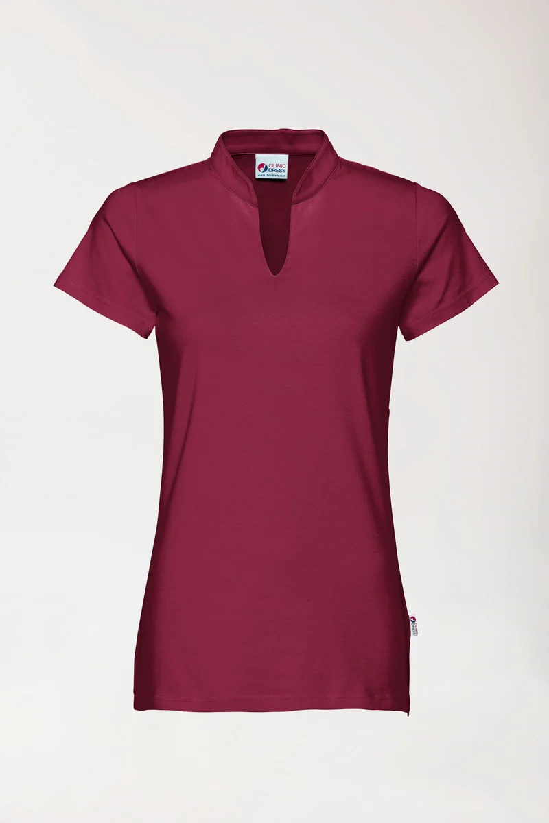 Stretch Shirt Damen - Stehkragen bordeaux