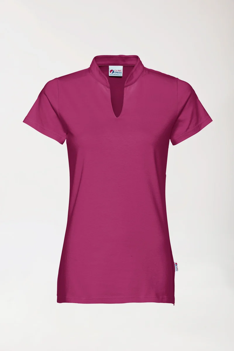 Stretch Shirt Damen - Stehkragen berry