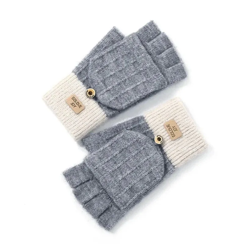 Damen Handschuhe Herbst Winter Gestrickte Damenhandschuhe Fäustlinge Touchscreen