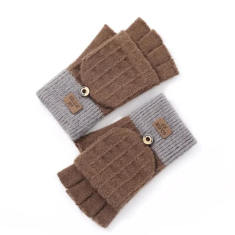 Damen Handschuhe Herbst Winter Gestrickte Damenhandschuhe Fäustlinge Touchscreen