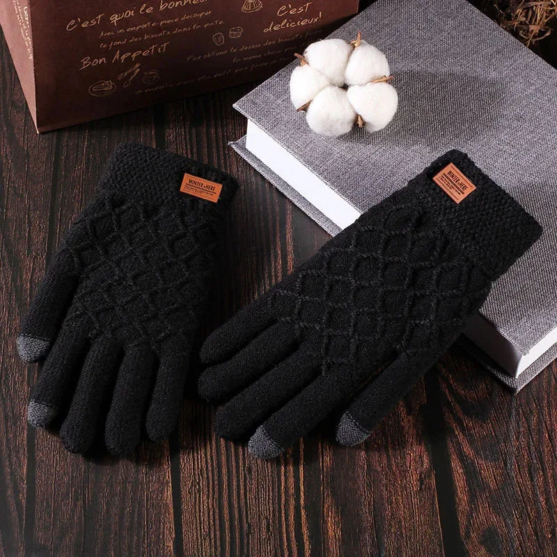 Damen Handschuhe Herbst Winter Gestrickte Damenhandschuhe Fäustlinge Touchscreen