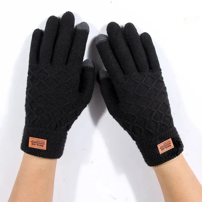 Damen Handschuhe Herbst Winter Gestrickte Damenhandschuhe Fäustlinge Touchscreen