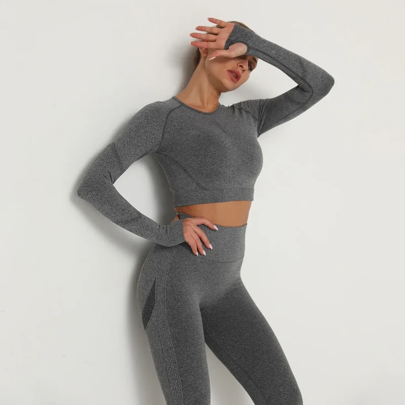 Damen Leggings Push Up Stretch Leggins Yoga Fitness Hose Sport BH Set Top Gym