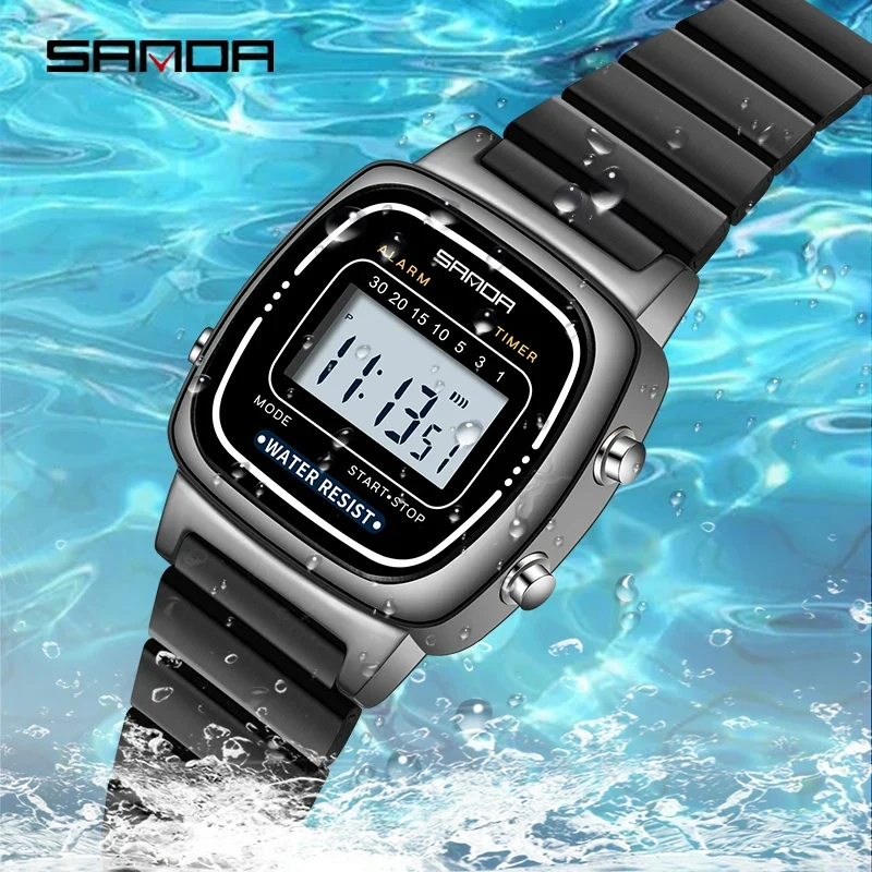 Damen Armbanduhr Armband Retro Digital Uhr Luxus Quarz Gold Quarzuhr LED-Anzeige