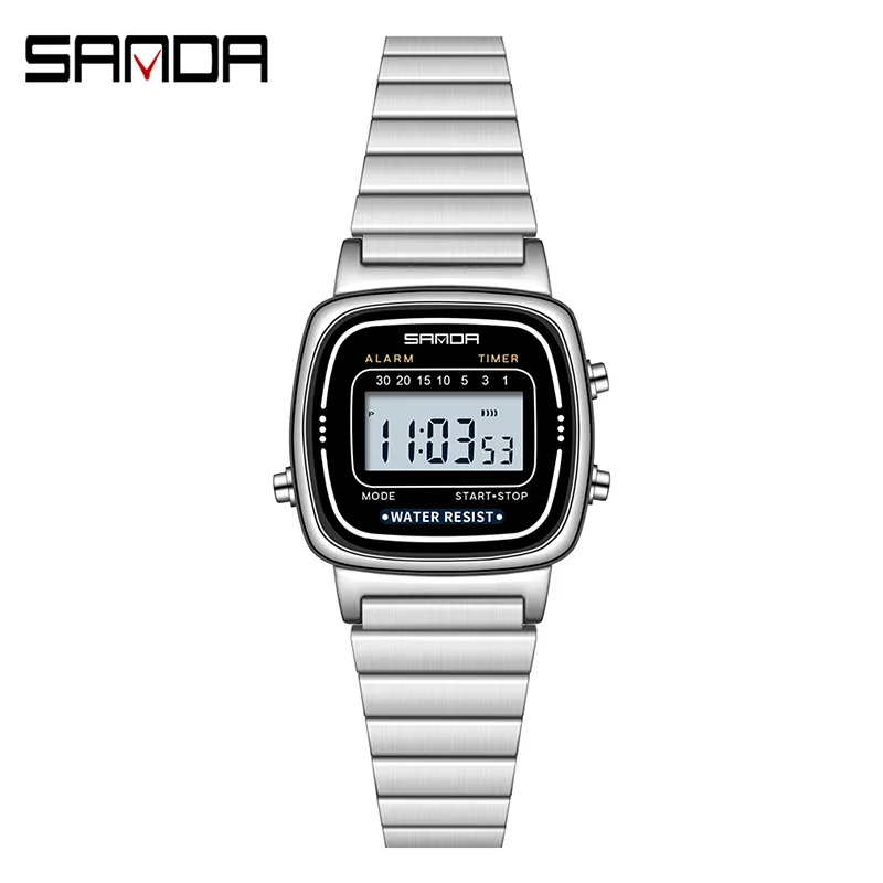 Damen Armbanduhr Armband Retro Digital Uhr Luxus Quarz Gold Quarzuhr LED-Anzeige