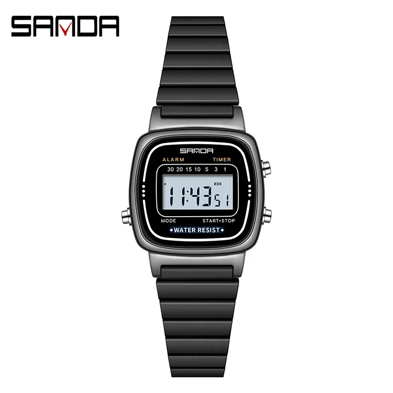 Damen Armbanduhr Armband Retro Digital Uhr Luxus Quarz Gold Quarzuhr LED-Anzeige