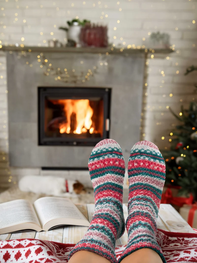 Anleitung Weihnachtssocken mit großem Perlmuster