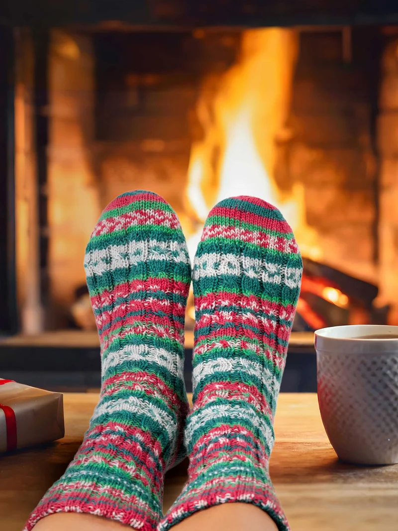 Anleitung Weihnachtssocken mit Zopfmuster