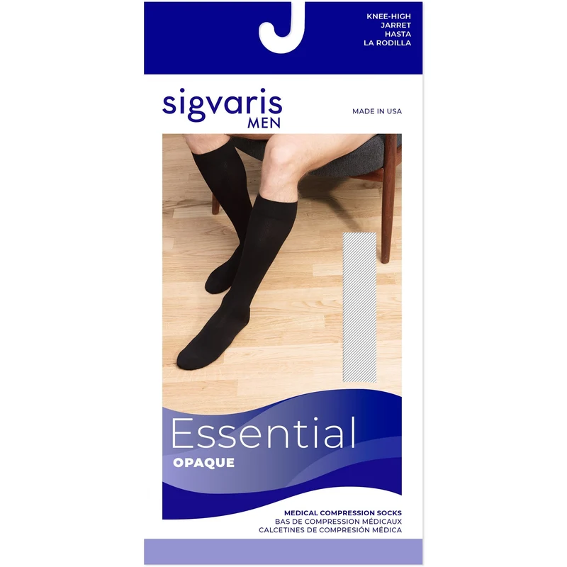 Sigvaris Opaque Men's Knee High 20-30 mmHg w/ Silicone Grip-Top
