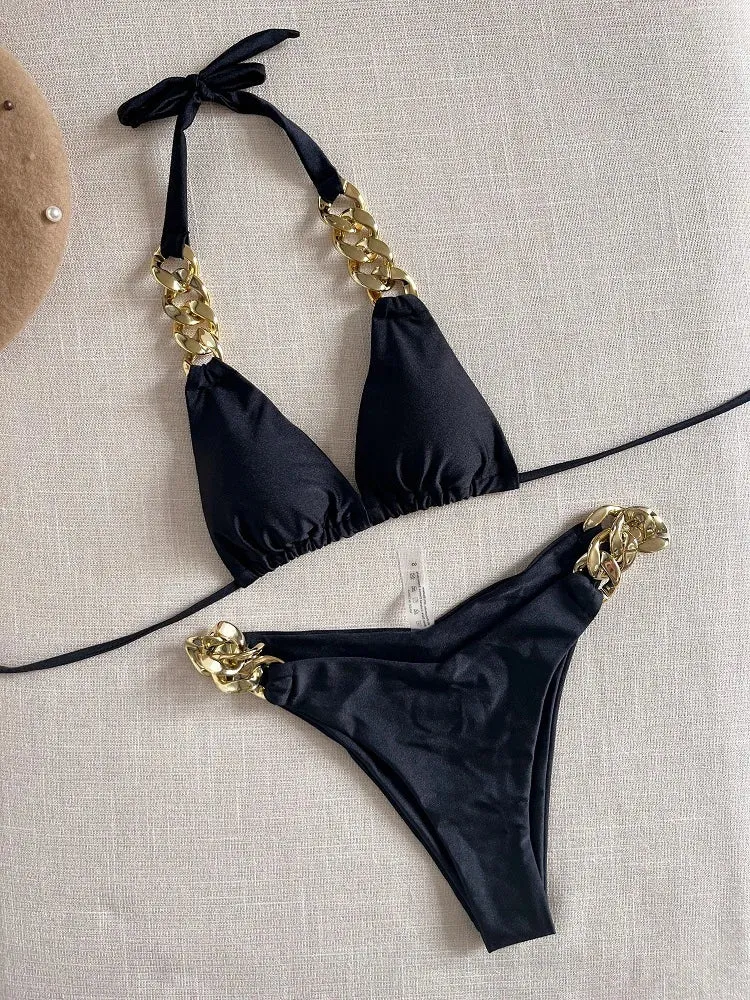 Frauen High Cut Bikini Set Sexy Push Up Badeanzug Damen Tanga Bademode Swimwear