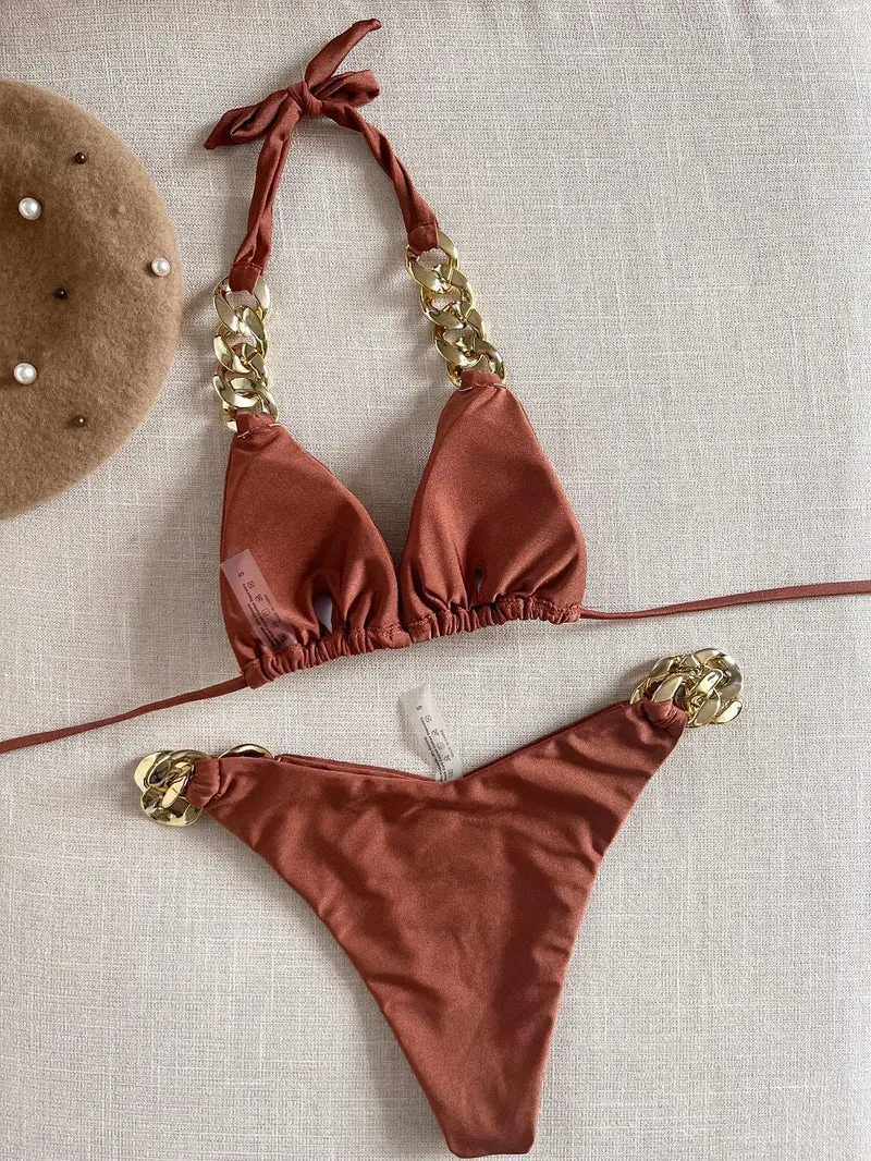 Frauen High Cut Bikini Set Sexy Push Up Badeanzug Damen Tanga Bademode Swimwear