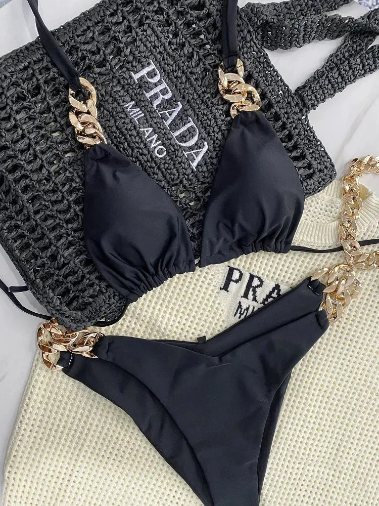 Frauen High Cut Bikini Set Sexy Push Up Badeanzug Damen Tanga Bademode Swimwear