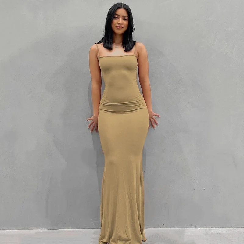 Damen Boho Sommerkleid Strandkleid Midikleid Freizeitkleid Ärmellos Trägerkleid