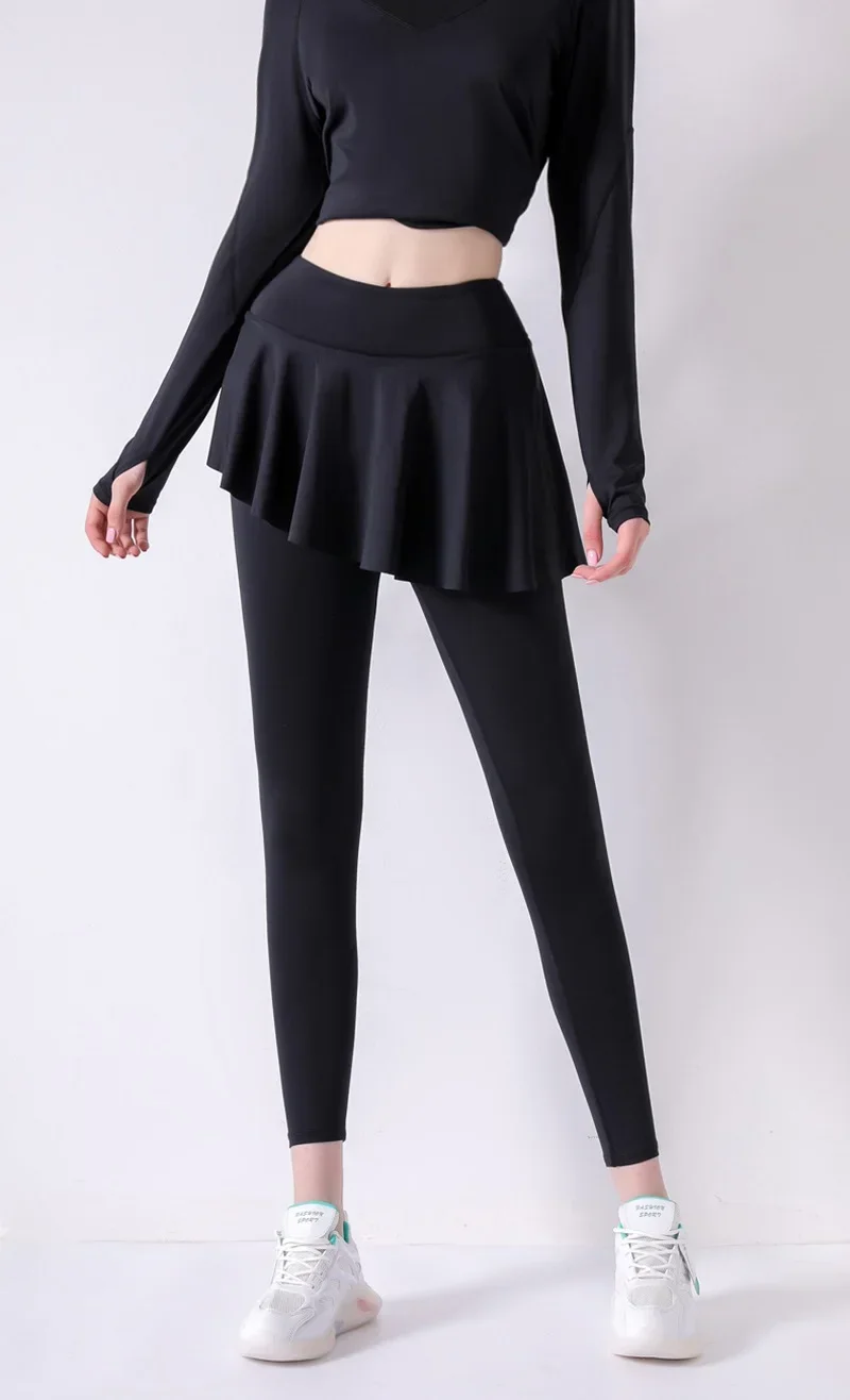 Yoga Leggings Mini Kleid Damen Hose Fitness Hosenrock Leggins Rock Tennisrock