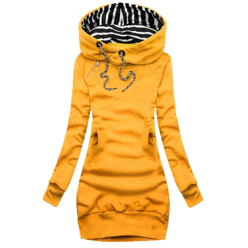 Kapuzenpullover Sweatshirt Pulloverkleid Hoodie Pulli Tunika Damen Sportkleid
