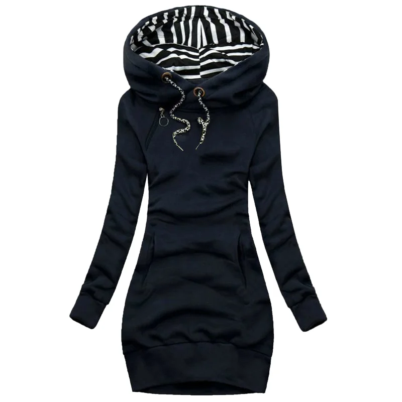 Kapuzenpullover Sweatshirt Pulloverkleid Hoodie Pulli Tunika Damen Sportkleid