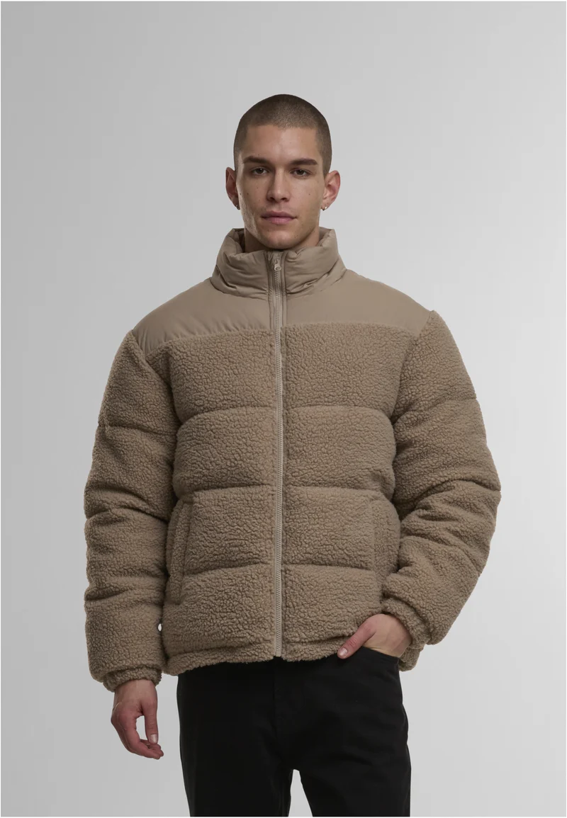 UC Fabric Mix Teddy Puffer Jacket