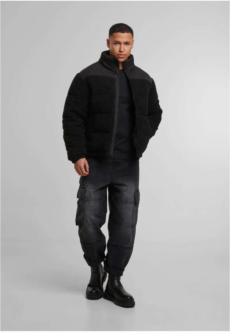 UC Fabric Mix Teddy Puffer Jacket
