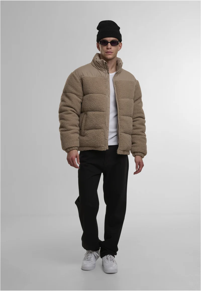 UC Fabric Mix Teddy Puffer Jacket