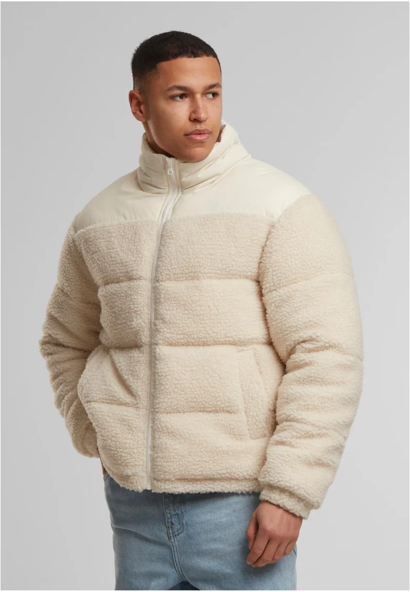 UC Fabric Mix Teddy Puffer Jacket