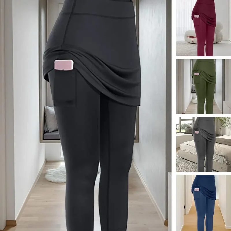Yoga Leggings Mini Kleid Damen Hose Fitness Hosenrock Leggins Rock Tennisrock
