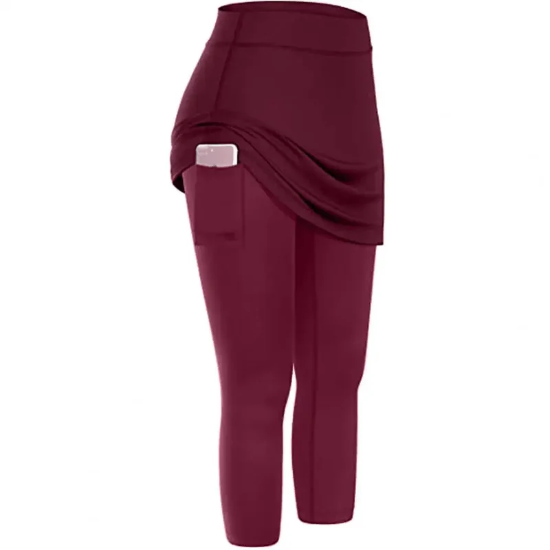 Yoga Leggings Mini Kleid Damen Hose Fitness Hosenrock Leggins Rock Tennisrock