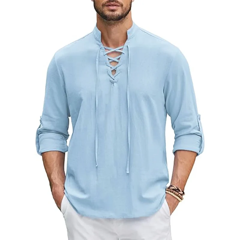 Herren Hemd Poloshirt Leinenhemd Kurzarm T-Shirt Leinen Polohemd Freizeithemd