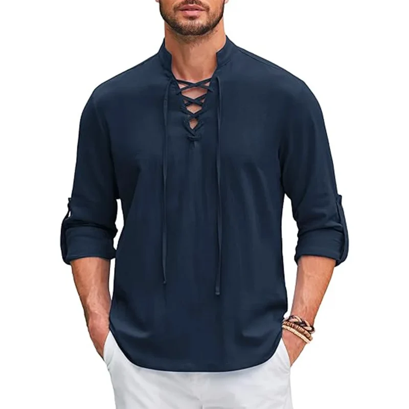 Herren Hemd Poloshirt Leinenhemd Kurzarm T-Shirt Leinen Polohemd Freizeithemd
