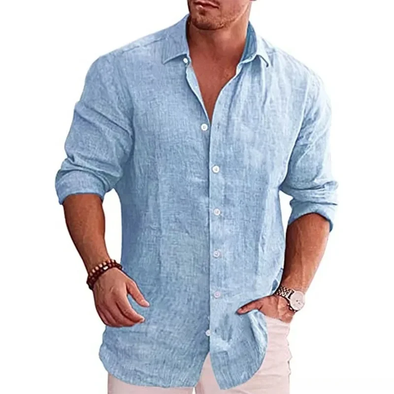 Herren Hemd Poloshirt Leinenhemd Kurzarm T-Shirt Leinen Polohemd Freizeithemd