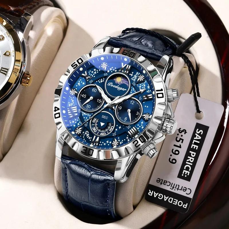 Herren Armbanduhr Digital Uhr Silber Edelstahl LED Quarzuhr Luxus Chronograph